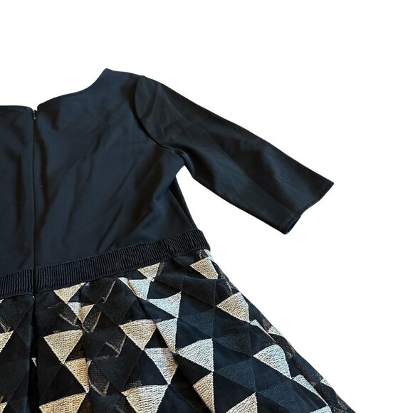 Plenty by Tracy Reese Black Gold A-Line Dress Stretch Top Party Size 12 Women's - Picture 9 of 12